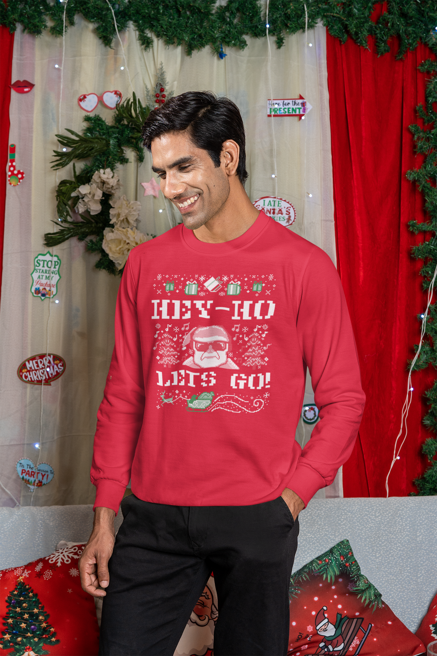 Hey Ho Let's Go! Ugly Christmas Sweatshirt - HeadhunterGear