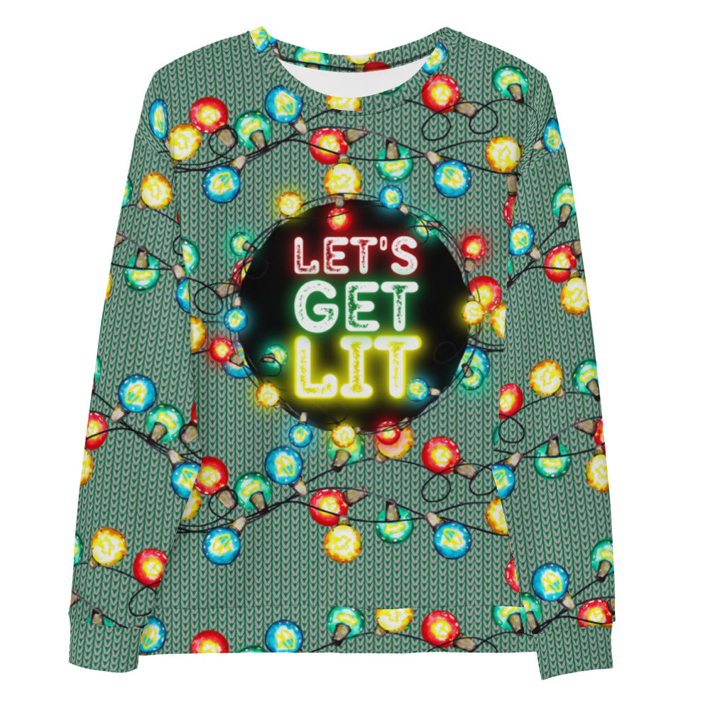 Let's Get Lit Ugly Christmas Sweater - HeadhunterGear