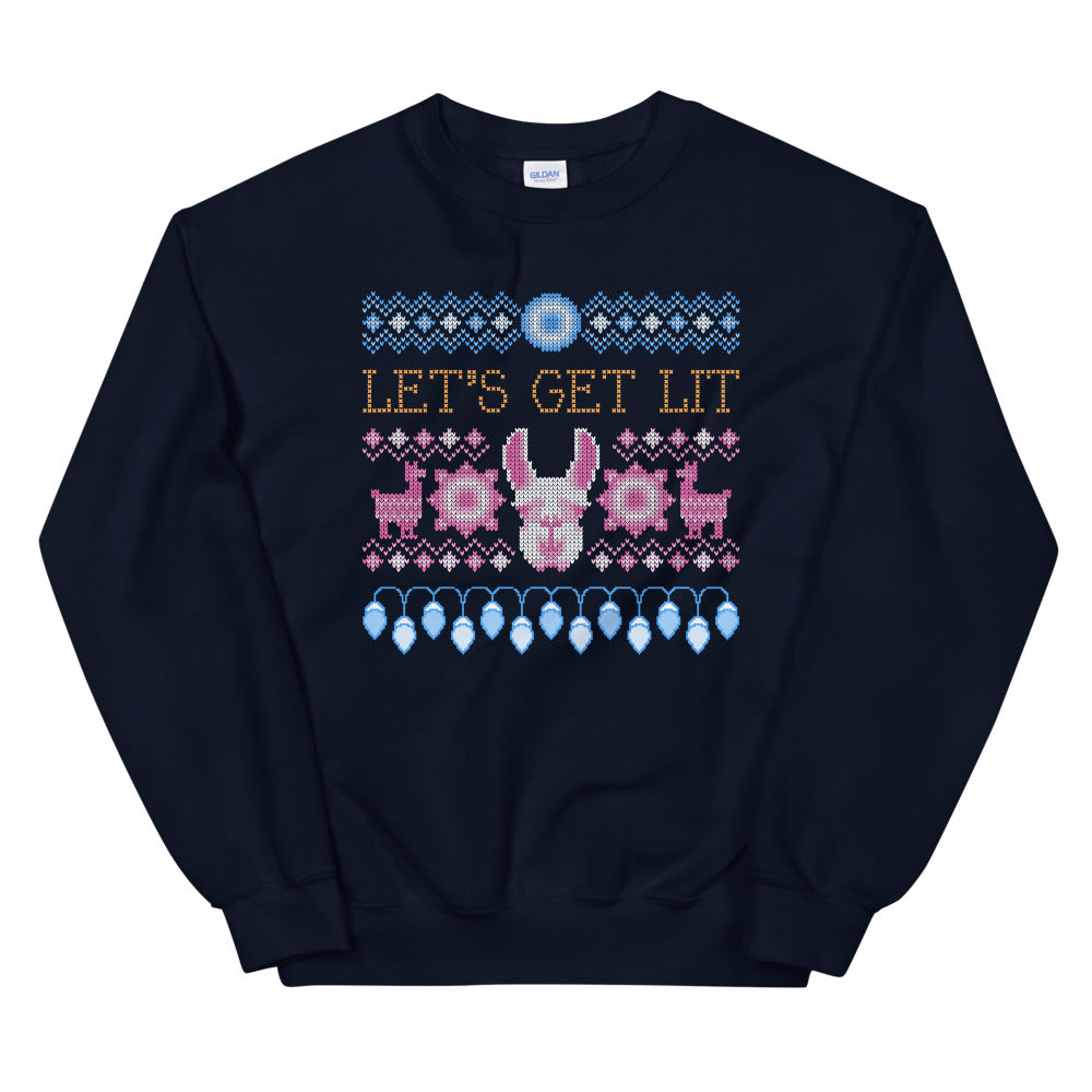 Let's Get Lit Lama Ugly Christmas Sweatshirt - Headhunter Gear