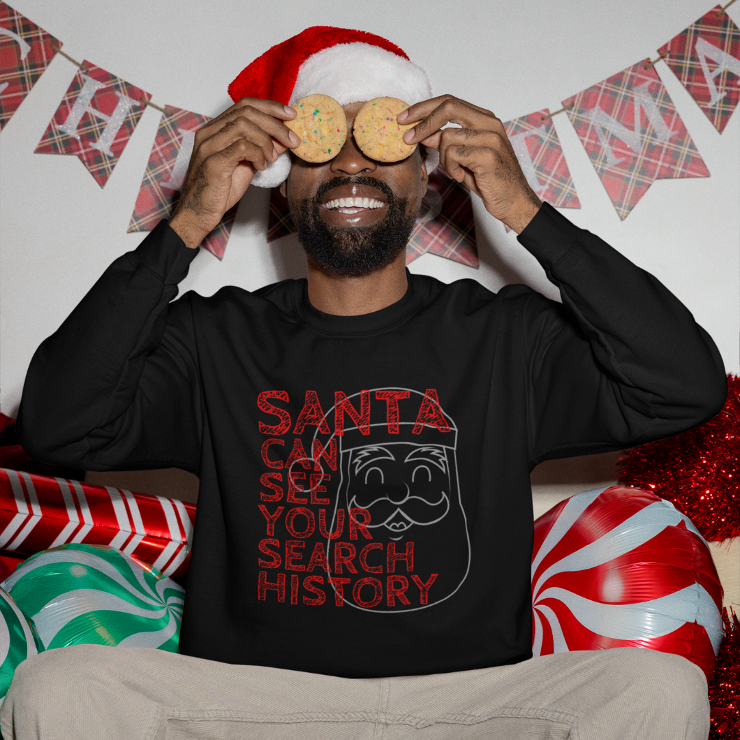 Santa Sees Your Search History Christmas Sweatshirt - HeadhunterGear
