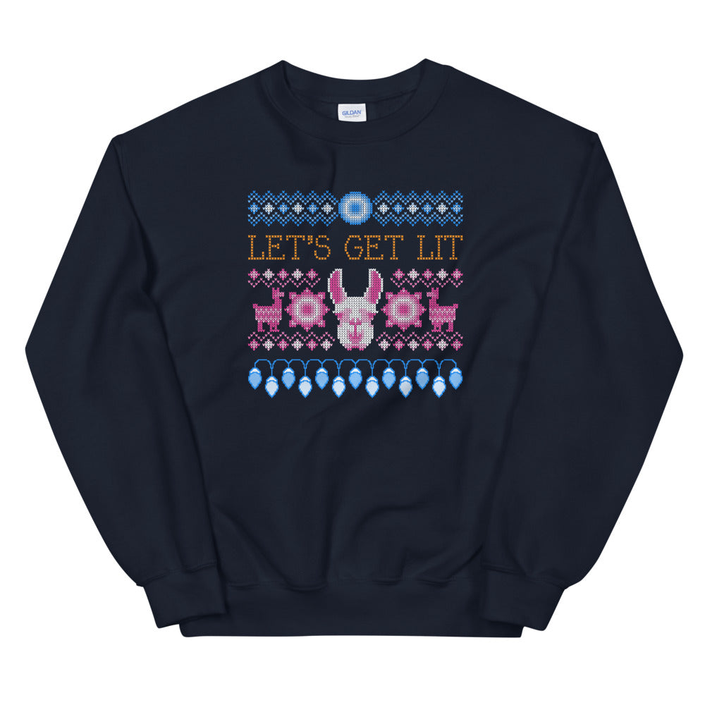 Let's Get Lit Lama Ugly Christmas Sweatshirt - Headhunter Gear